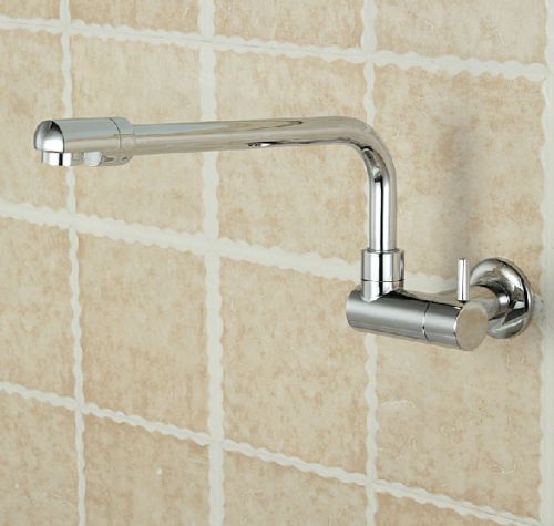 Polished Chrome Kitchen Sink Faucet Wall mount Cold Water Tap