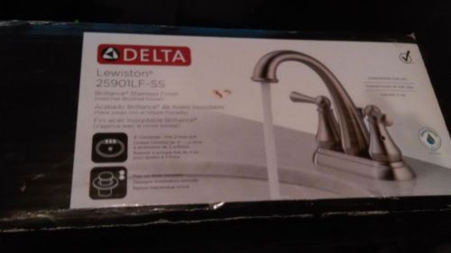 Delta lavatory faucet lewiston w/pop up drain 2 handle centerset 25901lf-ss for sale