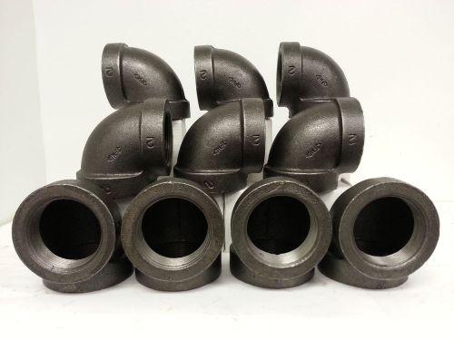 10- New 2&#034; 90 Degree 125# Black Cast Iron Screwed Elbow