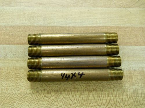 NEW (4)  1/4&#034; NPT x  4&#034; Brass Nipples