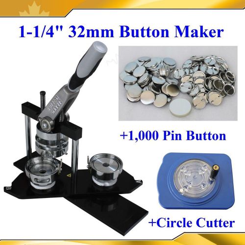 1-1/4&#034; 32mm All Metal High Quality Button Maker+cutter+1,000 metal pin badge