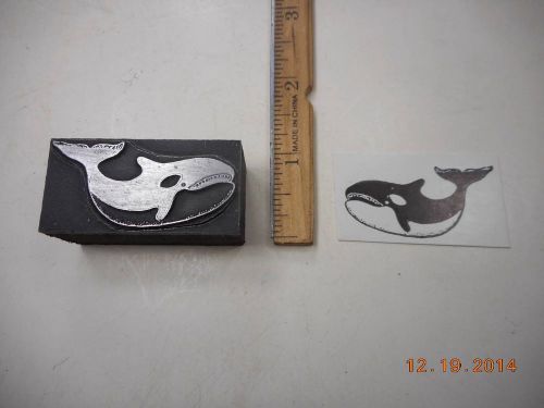 Letterpress Printing Printers Block, Oceanic Dolphin, Orca Killer Whale