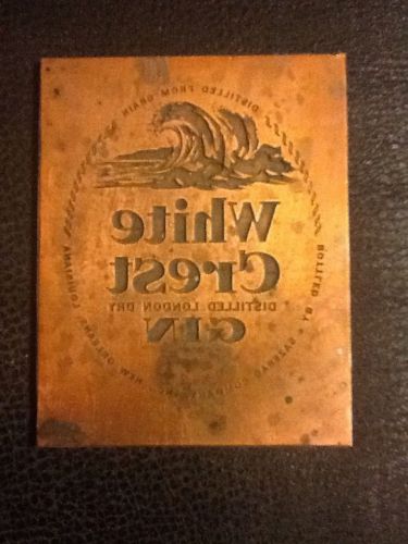 Vintage Printing Printer Block Plate White Crest London Dry Gin