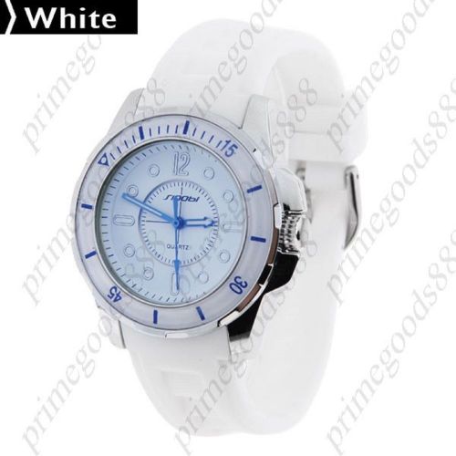 Unisex Quartz Watch Wrist watch Rubber Band Free Shipping Wholesale in White