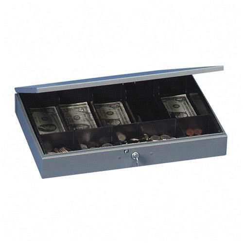 Locking Heavy Duty Steel Extra Wide Cash Box, Gray. Sold as Each