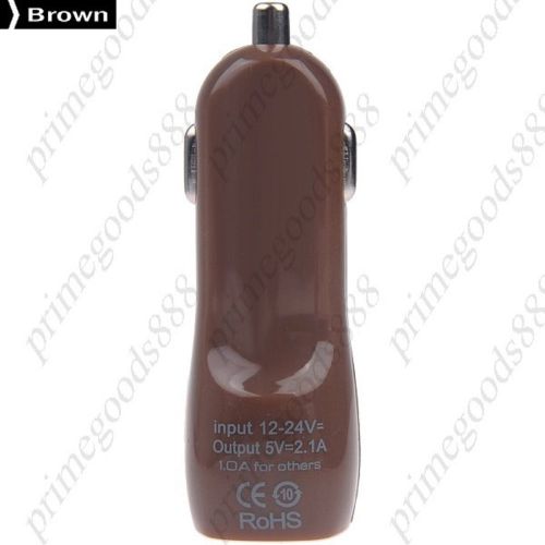 DC 12 24V 2.1A 1A Dual USB Ports Mini Quick Car Charger Vehicle Brown