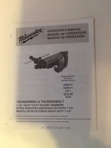 Milwaukee thunderbolt &amp; thunder max hammer drill operators manual for sale