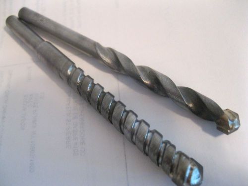 2 carbide tip hammer masonry drill bit~3/8&#034; and 5/16&#034;~made in usa for sale