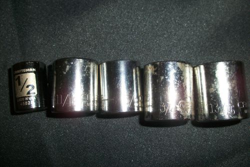 SEARS Craftsman~5 Piece Socket Set - 3/8&#034; Drive~USED