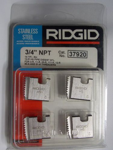 RIDGID 37920 3/4&#034; NPT 12-R STAINLESS STEEL THREADING DIES RH O-R 11-R 00-R 31-A