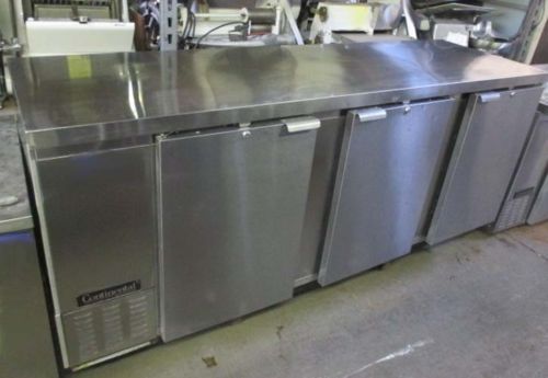 BBC90-SS Continental 3 Door Stainless Steel 90&#034; Back Bar Cooler - Beer - Bottle