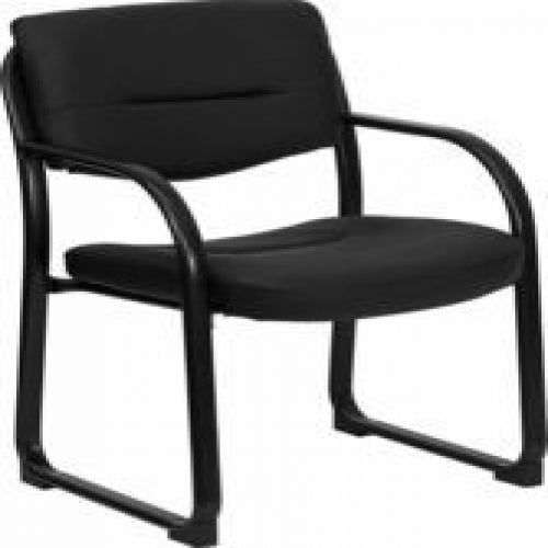 Flash furniture bt-510-lea-bk-gg black leather executive side chair with sled ba for sale