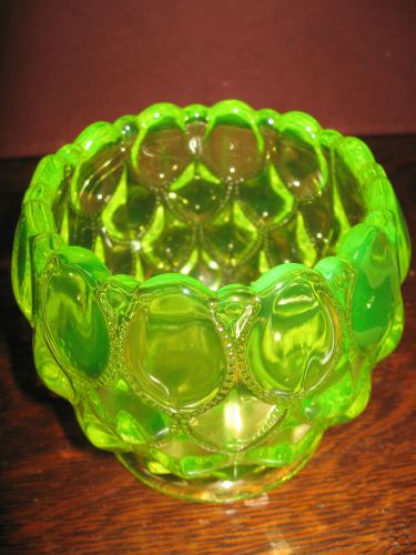 Vaseline glass elizabeth pattern spooner sugar bowl dish vase uranium art candy