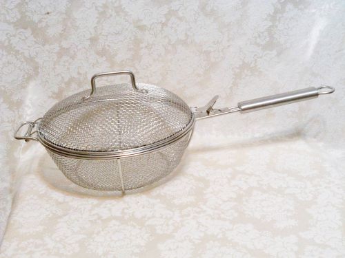 Flip Lid S/Steel Deep Fry  Frying Basket 11-3/4&#034; for 12&#034; Pot 3-3/4&#034; deep. Estate