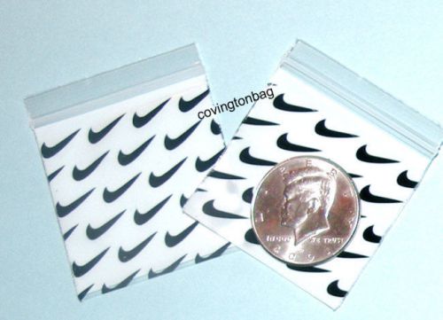 200 Mini Ziplock Bags Black &amp; White 2&#034; x 2&#034; Swoosh Baggies 2020