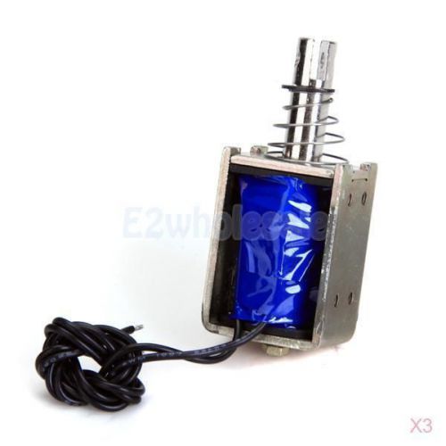 3x DC 12V Push Type Open Frame Solenoid Electromagnet Holding 0.8N