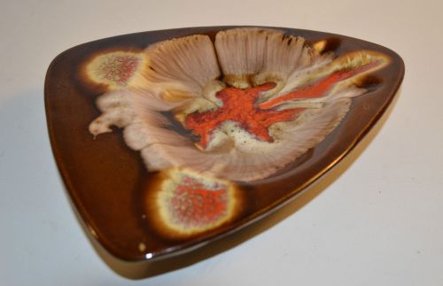 Vintage Retro Brown Orange Ashtray Encenser Pottery