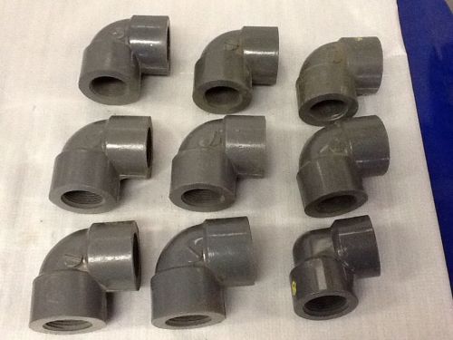 Lot Of 9 PVC Threaded 1&#034; 90 Degree SCH. 80 Elbows NOS