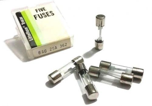 LOT OF 5 EA LITTELFUSE LF FUSES 362 25A 32V