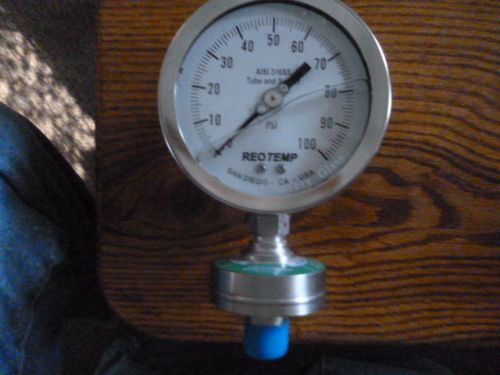 REOTEMP 4&#034;Pressure Gauge Model MS8PRAM2P1855-G 100 psi