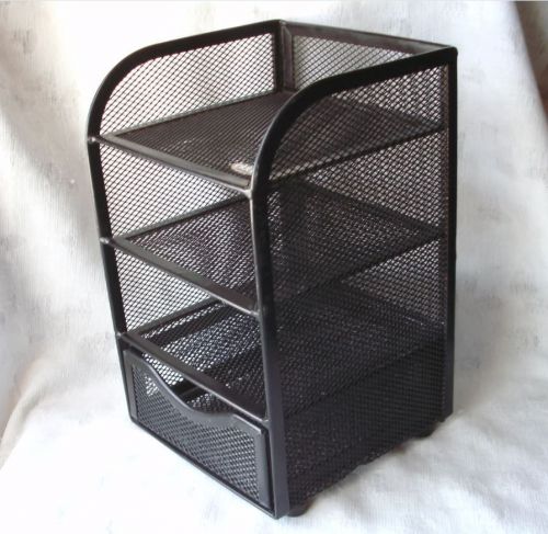 Eldon Black Metal Mesh Office Desktop Organizer Drawer Caddy 8x5x5