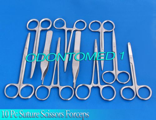 10 PC SUTURE SCISSORS FORCEPS HEMOSTATS NEEDLE HOLDERS