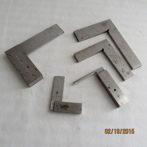 4 Vintage Machinist Set Up Squares and 1 L.S. Starrett Machinist Square #20