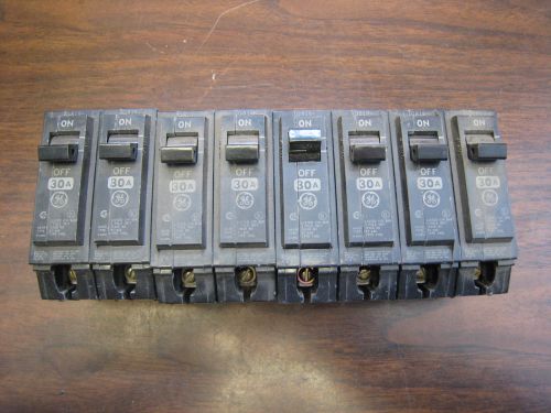 8x ge thql130 30 amp 1 pole 30a 1p circuit breakers used free shipping for sale