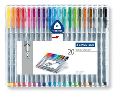 Triplus Fineliner Pens,.3mm,Metal Clad Tip,20/PK,Assorted