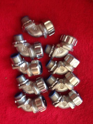 (Lot of 9) THOMAS &amp; BETTS 5352 1/2&#034; Liquidtight Conduit Connector 90 Degree