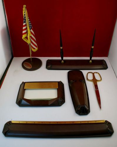 Vintage rare and unique Desk Accessory Set Bakelite 8 pieces Sheaffer pens