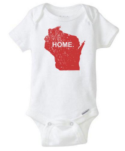 Wisconsin Home State Onesie (distressed print)