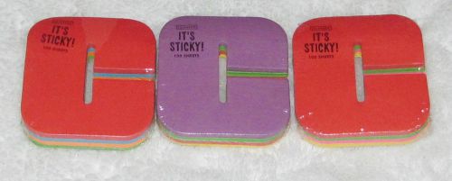 NEW! LOT OF 3 COLORBOK IT&#039;S STICKY! STICKY NOTE PADS ALPHABET LETTER C 2-1/2&#034;