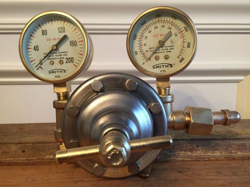 Vintage SMITH Brass Regulator, (2) Antique Pressure Gauges, Steam Punk, Welding