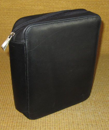 Classic 1&#034; rings | black leather franklin covey zip planner/binder w/ storage for sale