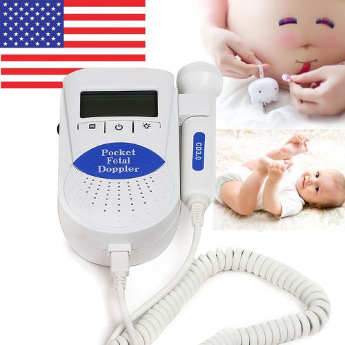 CONTEC RFD-B2 3MHz LCD Pocket Blue Fetal Heart Detector Doppler with free Gel