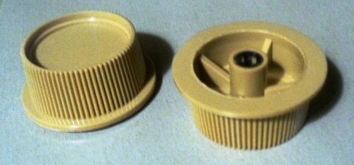 NOS PLASTIC TAN  KNOB INSERT RADIO / AMP /HAM /Air Conditioner (X2) 1/4&#034; D Shaft