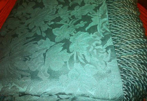 Huge Hunter Green Damask Banquet Tablecloth 208” x 55” 3” Fringe