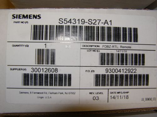 NEW SIEMENS S54319-S27-A1 REMOTE ALARM INDICATOR