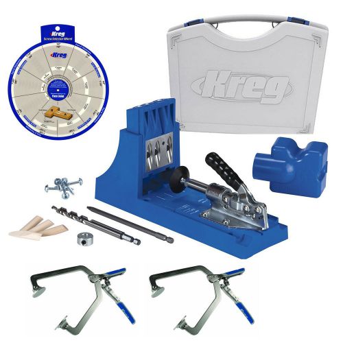 Kreg Jig K4 Pocket Hole System, (2) KHC-1420 Automaxx 6&#034; Clamps, Screw Selector