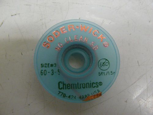 LOT OF 2 NEW CHEMTRONICS 60-3-5 SODER WICK DESOLDERING BRAID 5 FT LONG