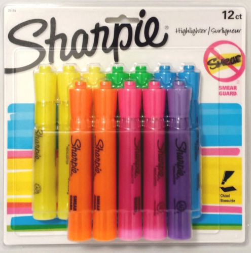 Sharpie Highlighter Chisel Tip Smear Guard Assorted 12-Pack