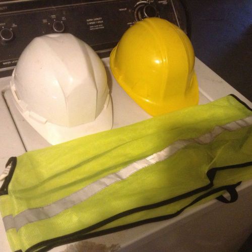 3m - hard hat  work protector safety and reflecting vest / yellow &amp; white for sale