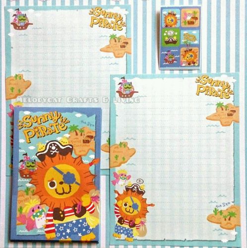 LETTER SET WRITING PAD NOTE PAD PAPER ENVELOPE SET Cute Pirates FREE SEALS!