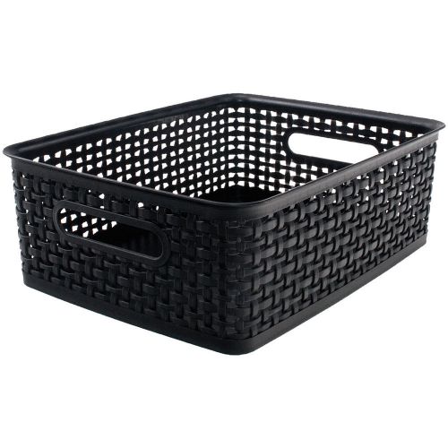 Weave Design Plastic Bin Medium-Black, 13.75 InchL X 10.5 InchW X  091141360030