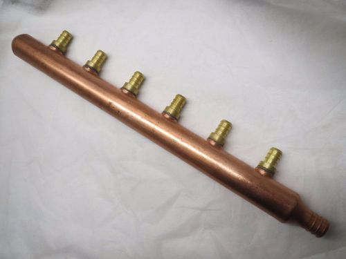 6-port pex copper manifold 1/2&#034;-branch 3/4&#034;-inlet closed for sale