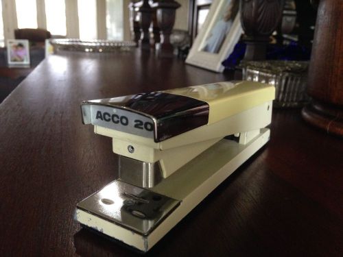 Vintage heavy metal acco 20 stapler retro office mid century modern style works for sale