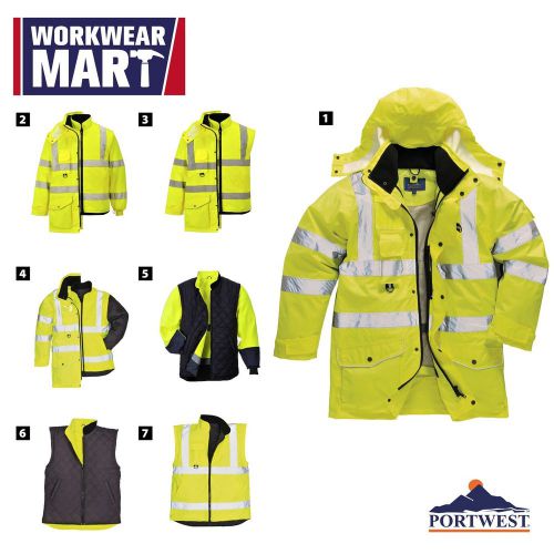 Portwest Hi Vis Traffic Jacket 7-in-1 Visibility ANSI Reflective Work Coat US427