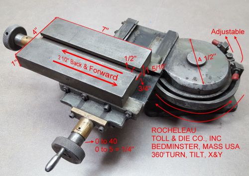 ROCHELEAU TOOL &amp; DIE CO., INC/ X-Y table with radius, adjustable, stop &amp; tilting