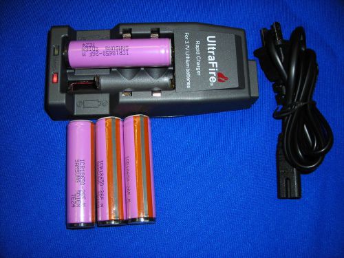 2 of Samsung Li3.7v18650 batteries+ Charger for :size 14500,17500,18650...SALE